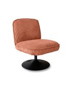 Fauteuil pivotant velour côtelé pied métal funky terracotta - 62x74x75 cm