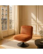 Fauteuil pivotant velour côtelé pied métal funky terracotta - 62x74x75 cm