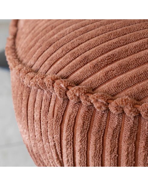 Fauteuil pivotant velour côtelé pied métal funky terracotta - 62x74x75 cm