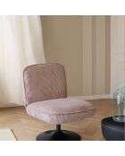 Fauteuil pivotant velour côtelé pied métal funky rose - 62x74x75 cm