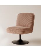 Fauteuil pivotant velour côtelé pied métal funky rose - 62x74x75 cm