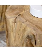 Table d'appoint Racine de teck Kaliman naturel - 30x30x40 cm