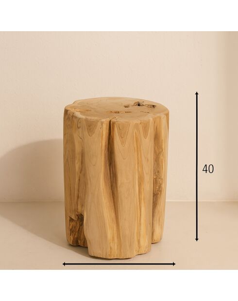 Table d'appoint Racine de teck Kaliman naturel - 30x30x40 cm