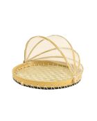 Plateau rond cloche garde manger coquille de capiz zina naturel/vert - 40x40x23 cm