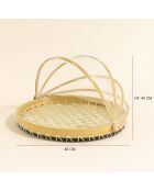 Plateau rond cloche garde manger coquille de capiz zina naturel/vert - 40x40x23 cm
