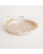 Plateau rond coquille de capiz elora rose - 47x47x7.5 cm