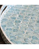 Plateau rond av poignée coquille de nacre solna bleu - D.45x6 cm