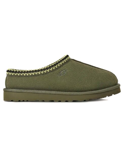 Chaussons en Velours de Cuir Tasman vert foncé