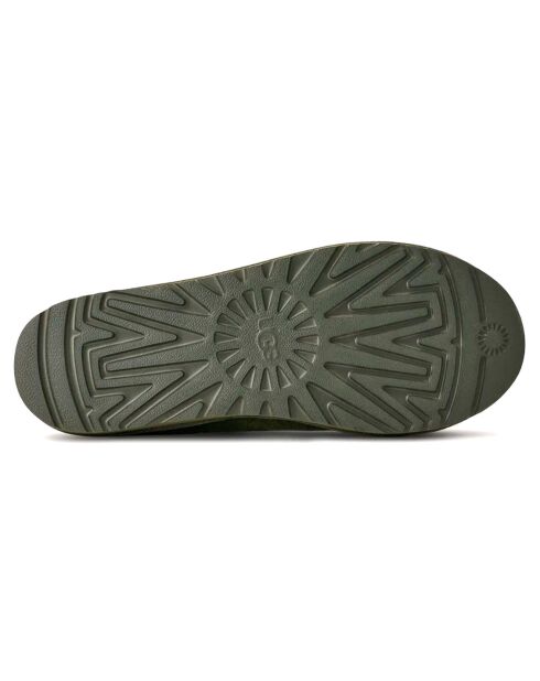 Chaussons en Velours de Cuir Tasman vert foncé