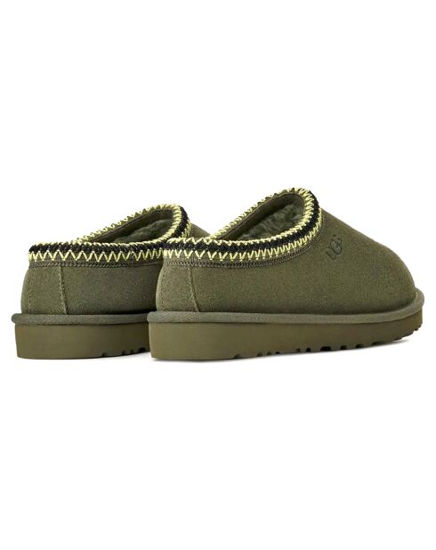 Chaussons en Velours de Cuir Tasman vert foncé