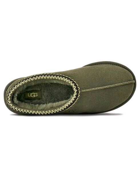 Chaussons en Velours de Cuir Tasman vert foncé