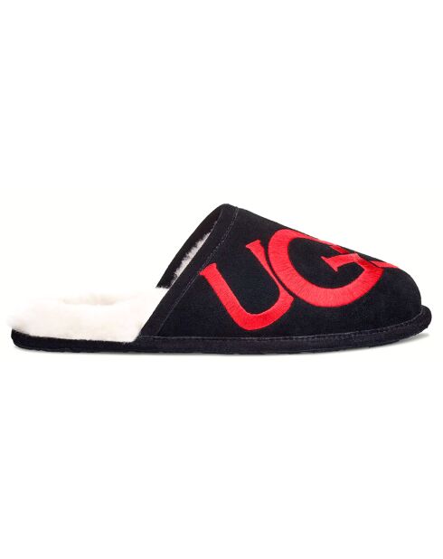 Chaussons en Cuir Scuff Logo noirs