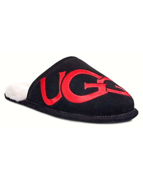 Chaussons en Cuir Scuff Logo noirs