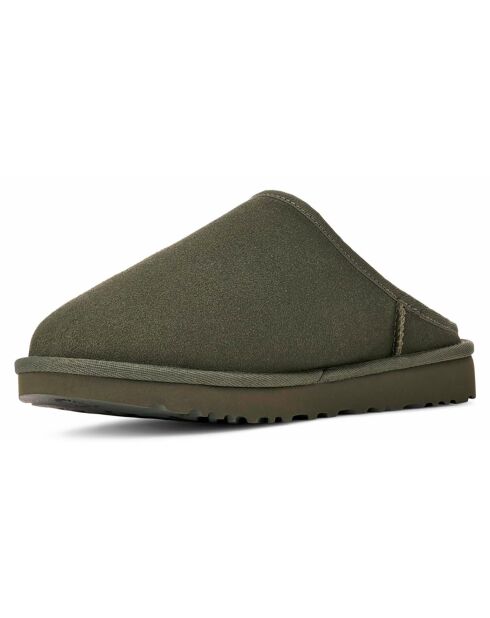 Chaussons en Velours de Cuir Classic Slip-On vert foncé