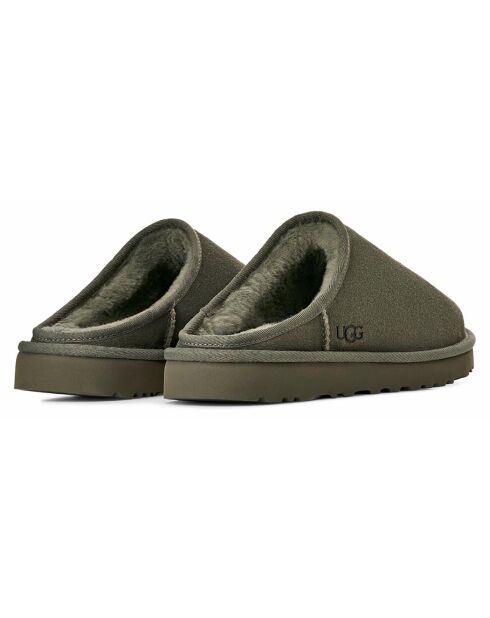 Chaussons en Velours de Cuir Classic Slip-On vert foncé