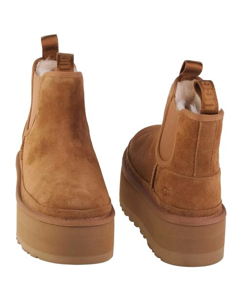 Bottes en Cuir Neumel Platform Chelsea camel