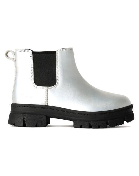 Chelsea Boots en Cuir Ashton Chelsea Shine argentées