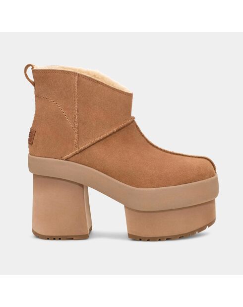 Bottes en Velours de Cuir New Heights Platform Mini camel - Talon 11,4 cm