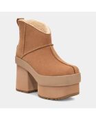 Bottes en Velours de Cuir New Heights Platform Mini camel - Talon 11,4 cm
