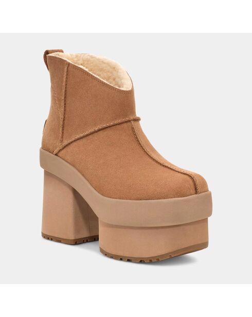 Bottes en Velours de Cuir New Heights Platform Mini camel - Talon 11,4 cm