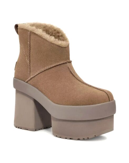 Bottes en Velours de Cuir New Heights Platform Mini marron - Talon 11.4 cm