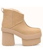Bottes en Velours de Cuir New Heights Platform Mini beiges - Talon 11,4 cm