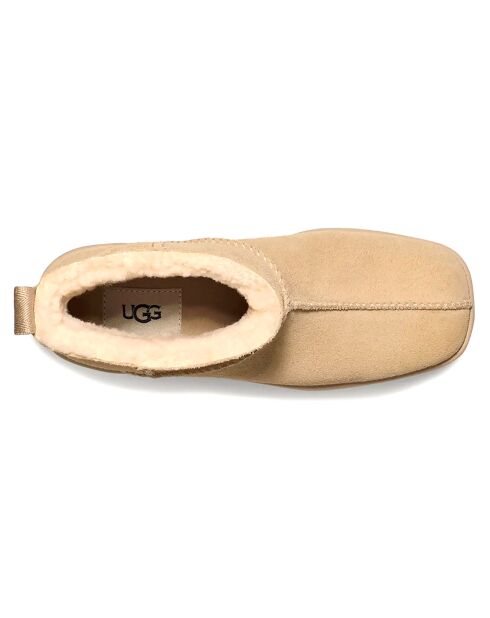 Bottes en Velours de Cuir New Heights Platform Mini beiges - Talon 11,4 cm
