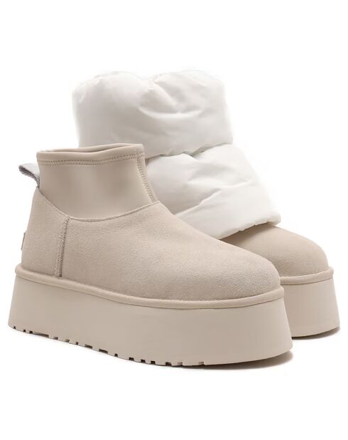 Bottes Classic Mini Dipper Puffer beige clair