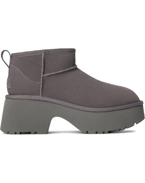 Bottes en Velours de Cuir Classic Ultra Mini New Heights grises - Talon 7 cm
