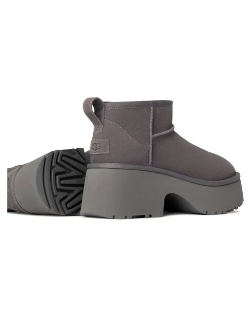 Bottes en Velours de Cuir Classic Ultra Mini New Heights grises - Talon 7 cm
