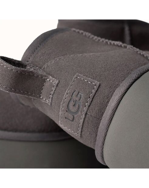 Bottes en Velours de Cuir Classic Ultra Mini New Heights grises - Talon 7 cm