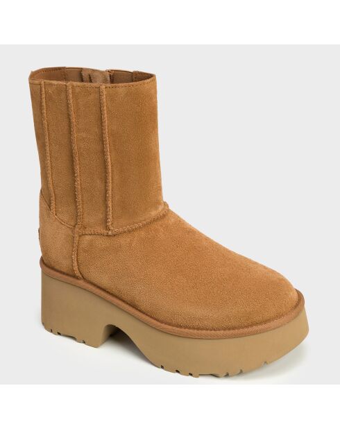 Bottes en Velours de Cuir Classic Twin Seam New Heights camel - Talon 7 cm