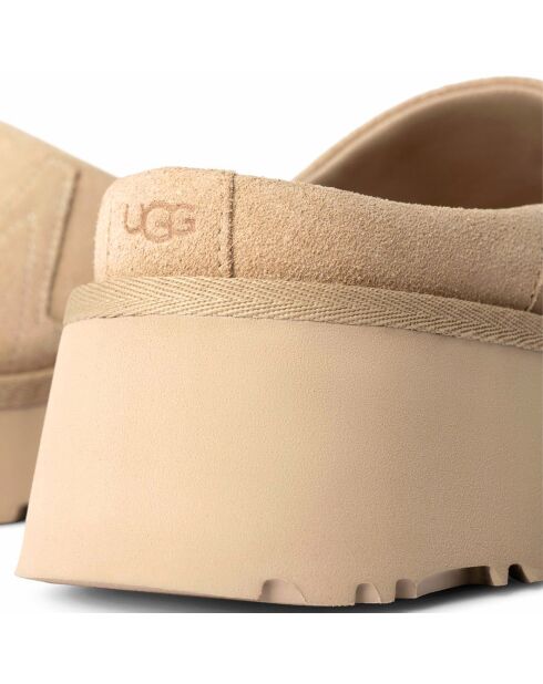 Chaussures en Velours de Cuir New Heights Clog Sunwave beiges - Talon 5 cm