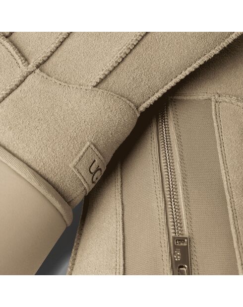 Bottes en Velours de Cuir Classic Twin Seam New Heights beiges - Talon 7 cm