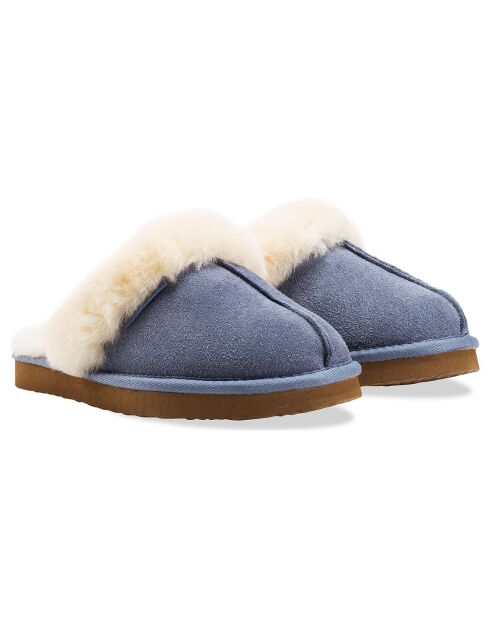 Chaussons Ann en Peau de Mouton bleus