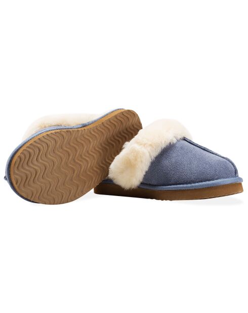 Chaussons Ann en Peau de Mouton bleus