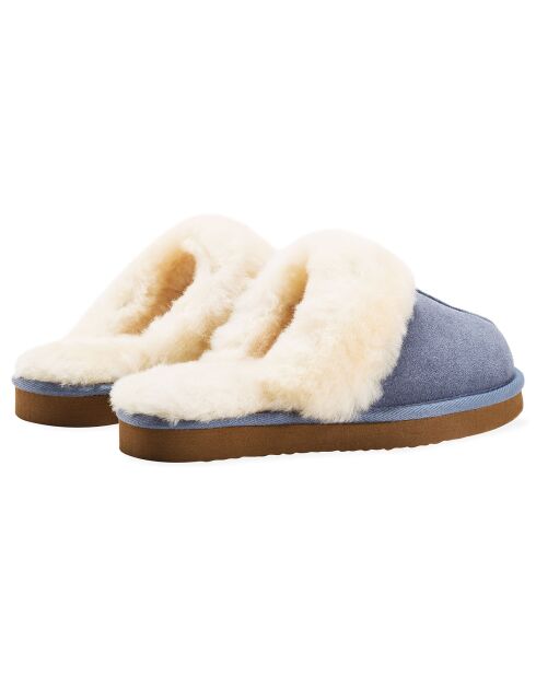 Chaussons Ann en Peau de Mouton bleus