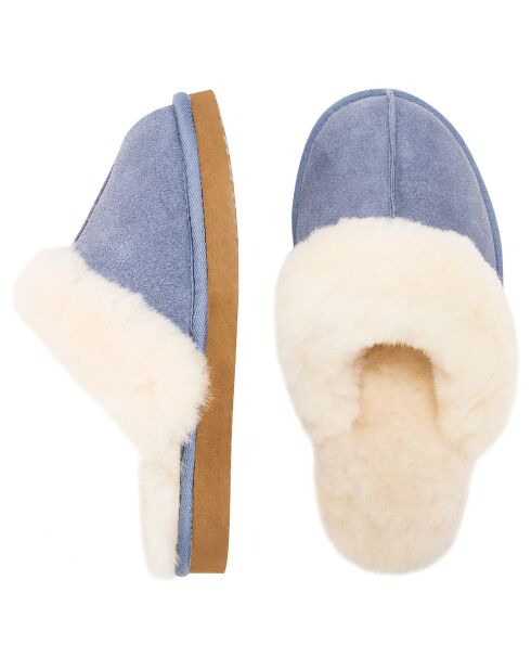 Chaussons Ann en Peau de Mouton bleus