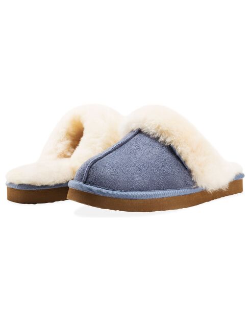 Pantofole Ann in pelle di pecora blu