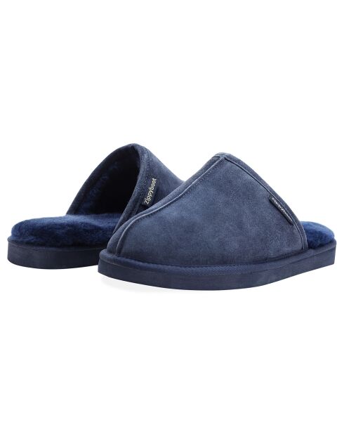 Pantofole Allen Navy in pelle di pecora