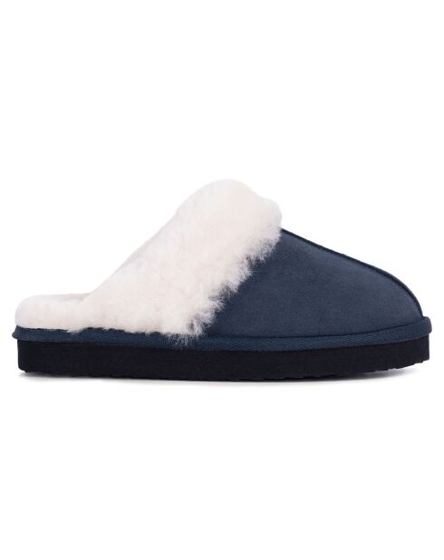 Chaussons Suzie en Peau de Mouton marine