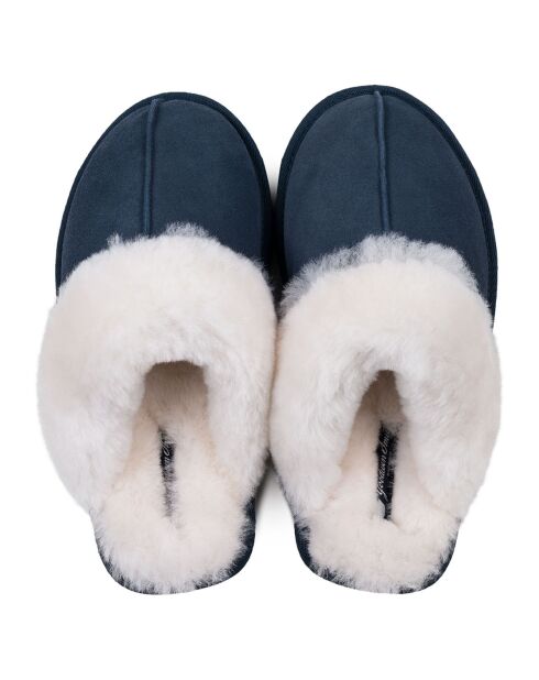Chaussons Suzie en Peau de Mouton marine