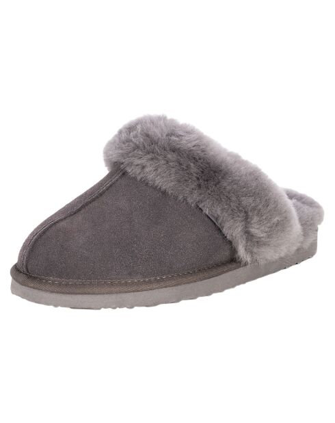 Chaussons Ann en Peau de Mouton gris