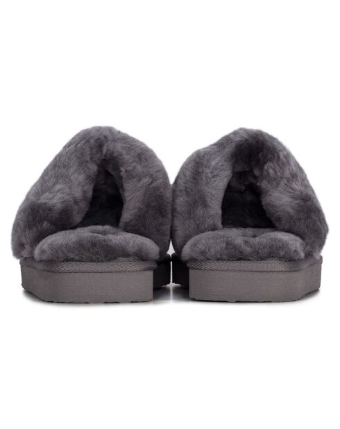 Chaussons Suzie en Peau de Mouton gris