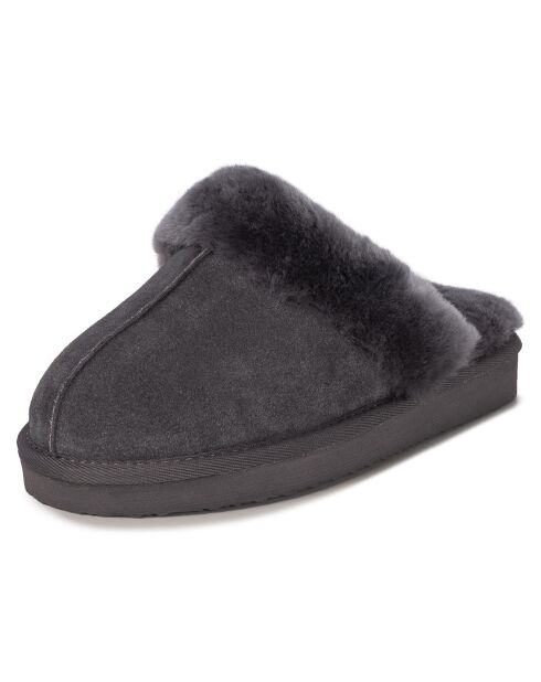 Chaussons Suzie en Peau de Mouton gris