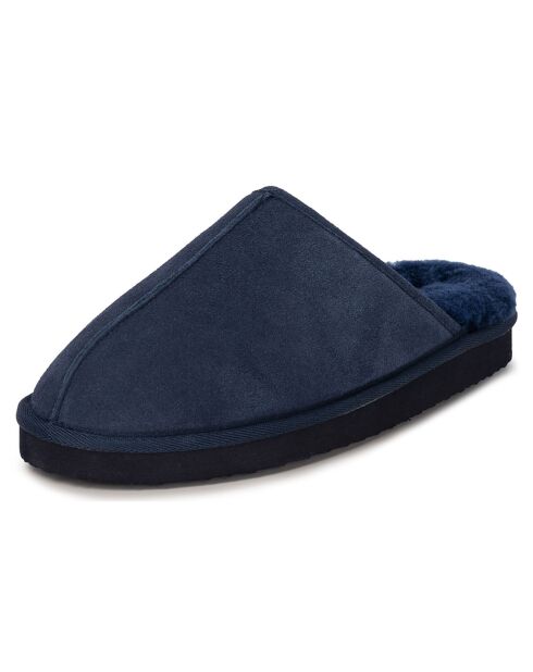 Chaussons Max en Peau de Mouton marine