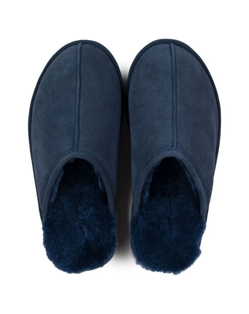 Chaussons Max en Peau de Mouton marine