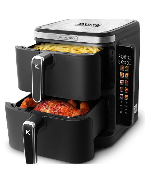 Double friteuse à air verticale noire - 44.3x28.6x35.5 cm