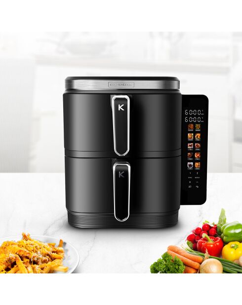 Double friteuse à air verticale noire - 44.3x28.6x35.5 cm