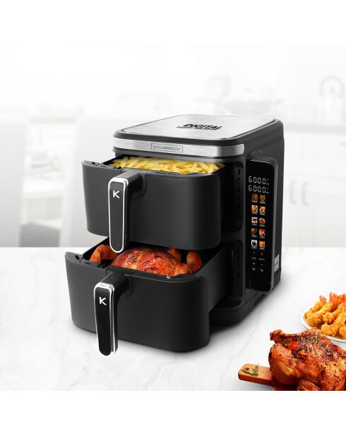 Double friteuse à air verticale noire - 44.3x28.6x35.5 cm